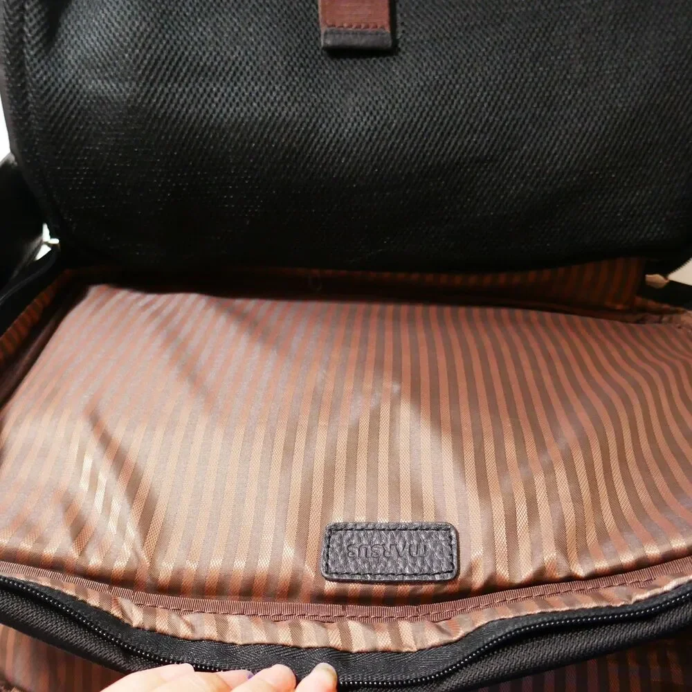Moonsus Marsus Black Nylon Briefcase Laptop Bag with Padded Shoulder Strap